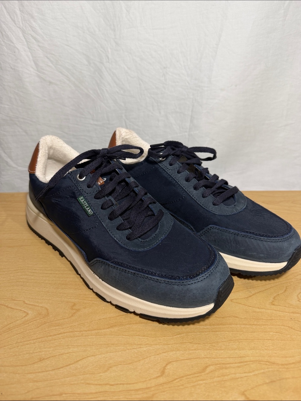 Eastland Navy Suede Sneakers with Brown Heel Tab